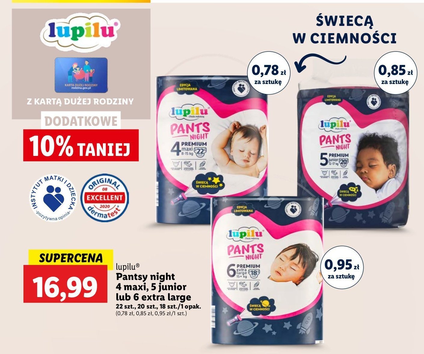 Pieluchy 6 Lupilu pants night promocja w Lidl