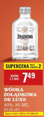 Wódka Żołądkowa De Luxe 40% 90 ml promocja w Biedronka