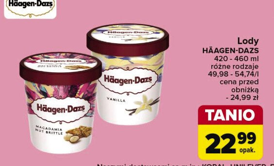 Lody vanilla Haagen-dazs promocja