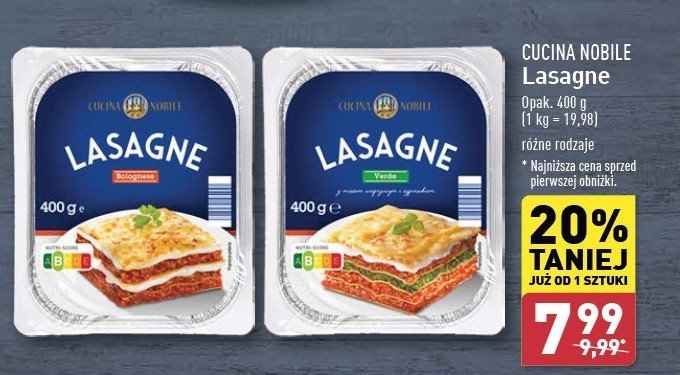 Lasagne Cucina nobile promocja w Aldi