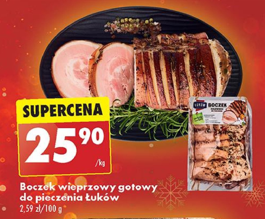 Boczek wieprzowy w przyprawach Łmeat łuków promocja w Biedronka