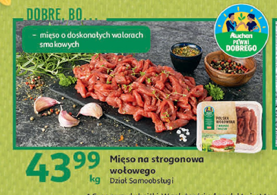 Mięso wołowe na strogonowa Auchan pewni dobrego promocja