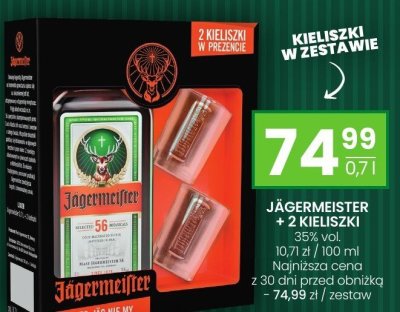 Likier Jägermeister + 2 kieliszki 0,7l promocja w Twój Market