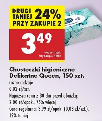 Chusteczki higieniczne Queen promocja w Biedronka