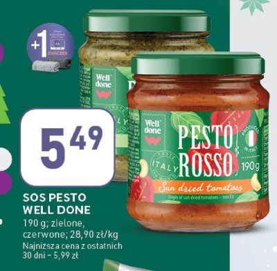 Sos pesto Well Done zielone, czerwone promocja w Stokrotka