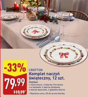 Komplet naczyń świąteczny Crofton, 12 szt. promocja w Aldi