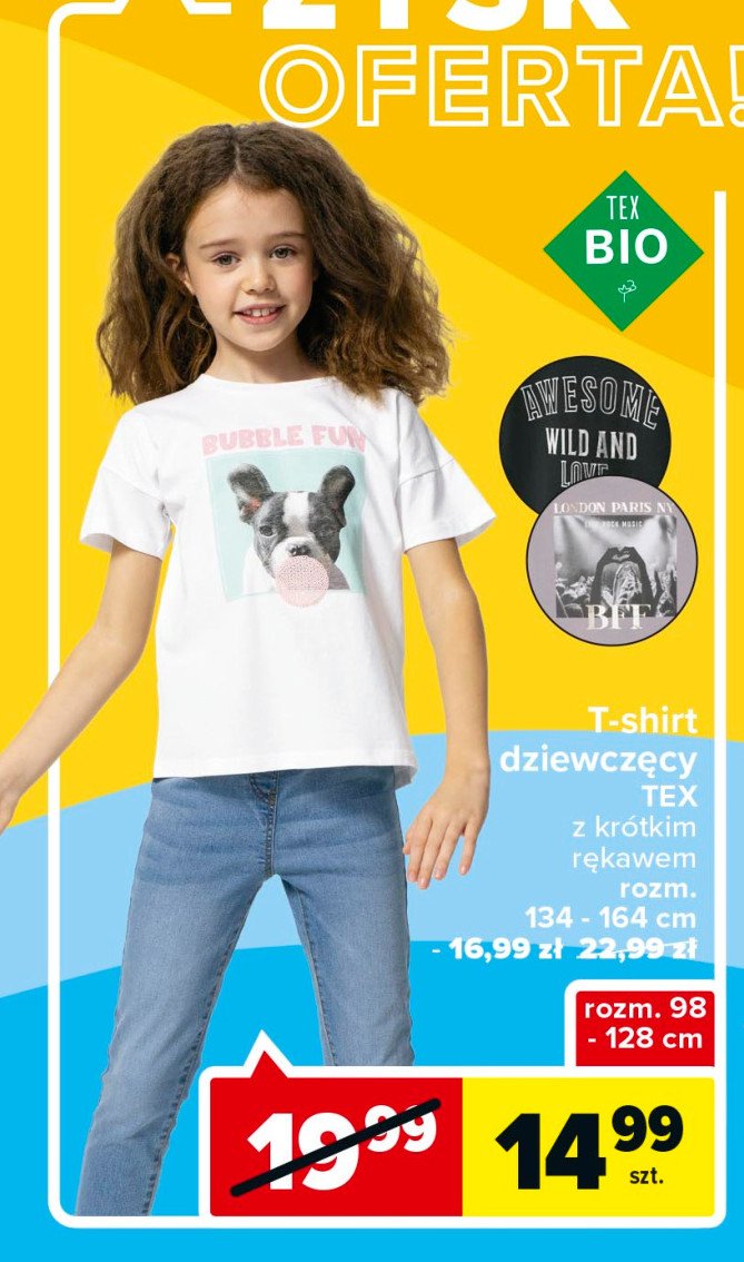 T-shirt dziewczecy 134-164 cm Tex promocja