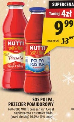 Sos Polpa, przecier pomidorowy Mutti promocja w Arhelan