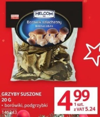 Grzyby suszone borowiki, podgrzybki Helcom 20g promocja w Selgros