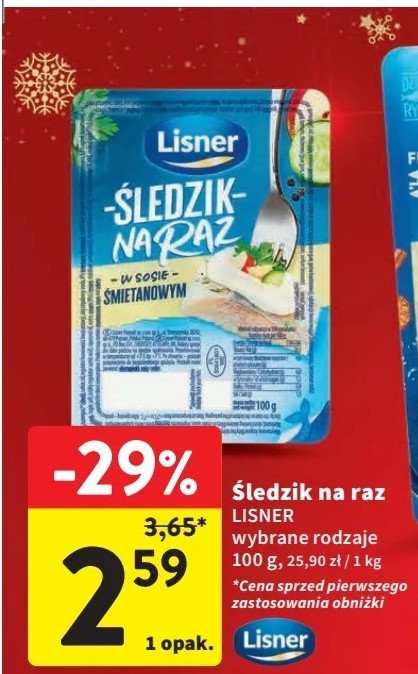 W sosie śmietankowym Lisner śledzik na raz promocja