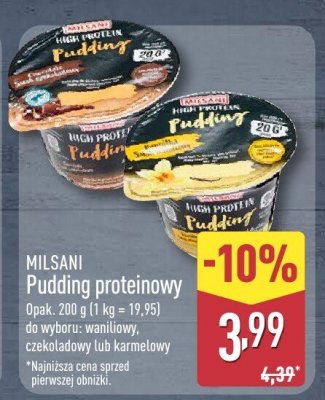 Pudding proteinowy Milsani karmelowy promocja w Aldi