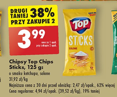 Chipsy solone Top chips sticks Top (biedronka) promocja