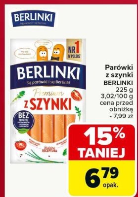 Parówki z szynki BERLINKI promocja w Carrefour Market