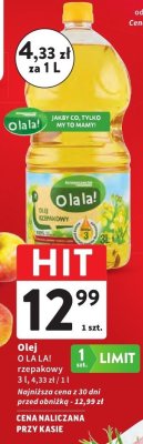 Olej O!LALA! rzepakowy promocja w Intermarche