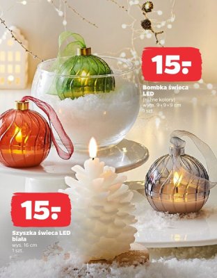 Szyszka świeca LED biała wys. 16 cm promocja w Netto