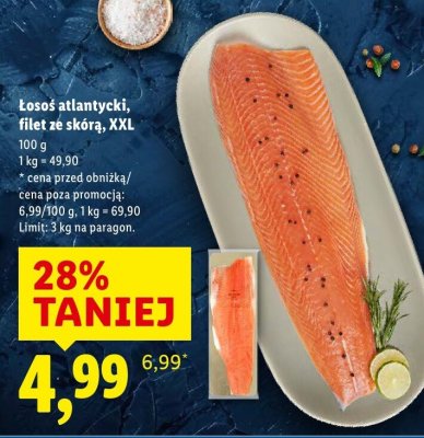 Łosoś atlantycki, filet ze skórą, XXL promocja w Lidl