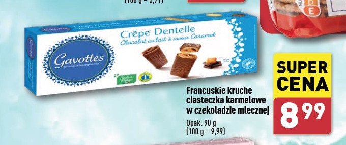 Ciastka crepe dentelle w czekoladzie mlecznej ze s艂onym karmelem GAVOTTES promocja