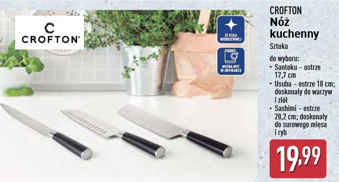 Nóż santoku 17.7 cm Crofton promocja w Aldi