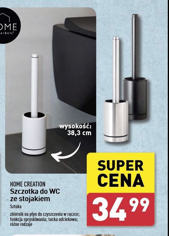 Szczotka wc ze stojakiem 38.3 cm Home creation promocja w Aldi