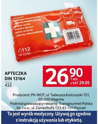 Apteczka DIN 13164 432 promocja w Selgros