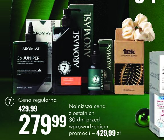 Zestaw w pudełku: szampon 400 ml + peeling do skóry głowy + ziołowa wcierka 40 ml + gumka do włosów + szczotka Aromase promocja w Super-Pharm