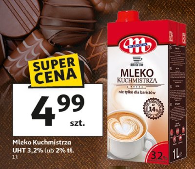 Mleko Kuchmistrza UHT 3,2% lub 2% tł. 1l promocja w Auchan
