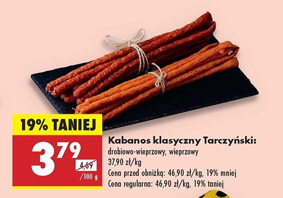 Kabanosy drobiowo- wieprzowe Tarczyński promocja w Biedronka