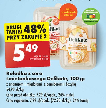 Roladka z sera śmietankowego z pomidorem i bazylią Delikate premium promocja