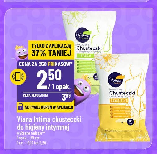 Chusteczki do higeny intymnej fresh Viana intima promocja