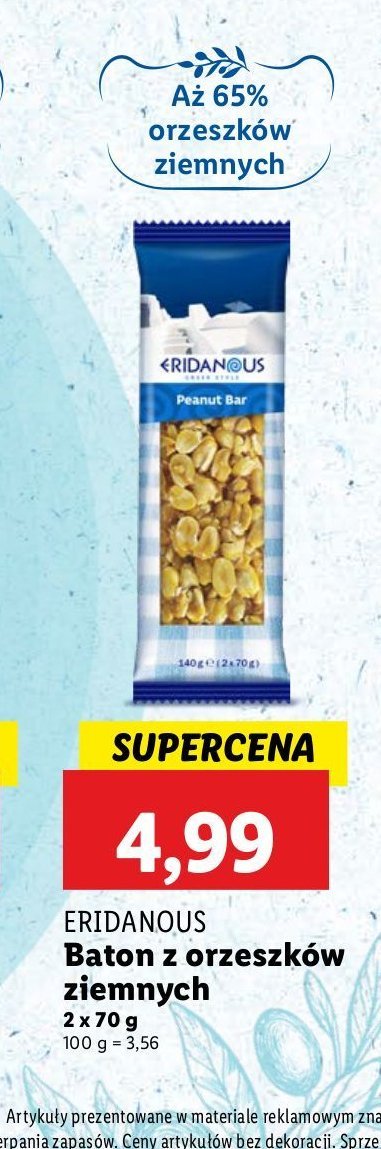 Batony z orzeszków ziemnych Eridanous promocja w Lidl