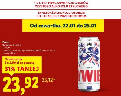 Piwo Żywiec, ośmiosztuk promocja w Lidl