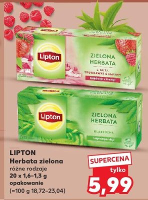Herbata LIPTON zielona różne rodzaje 20 x 1,6-1,3 g promocja w Kaufland