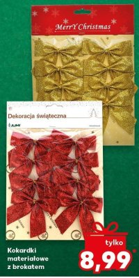 Dekoracja świąteczna kokardki materiałowe z brokatem promocja w Kaufland
