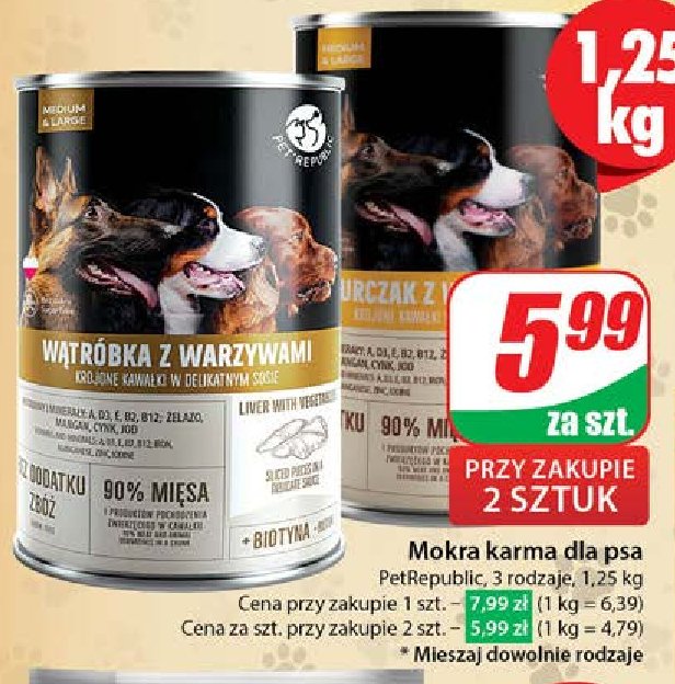 Karma dla psa w膮tr贸bka z warzywami Pet republic promocja