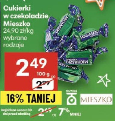 Cukierki w czekoladzie Mieszko promocja w Delikatesy Centrum