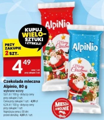 Czekolada mleczna Alpinio, 80 g promocja w Twój Market