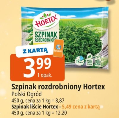 Szpinak rozdrobniony Hortex Polski Ogród promocja w Leclerc