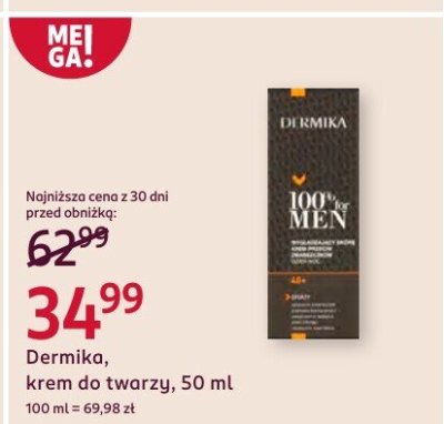 Krem do twarzy 100% Men promocja w Rossmann