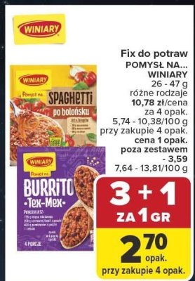 Fix do potraw POMYŚL NA... WINIARY 26 - 47 g różne rodzaje promocja w Carrefour