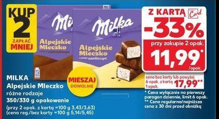 Czekoladki czekoladowe Milka alpejskie mleczko promocja w Kaufland