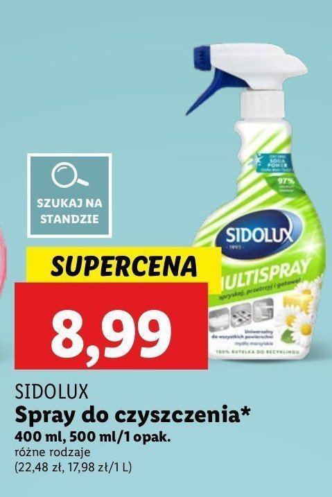 Płyn uniwersalny mydło marsylskie Sidolux multispray promocja w Lidl