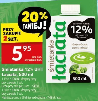 Śmietanka 12% UHT Łaciata, 500 ml promocja w Twój Market