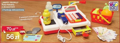 Kasa fiskalna HAPPY PEOPLE z akcesoriami z funkcją obliczeniową z efektami świetlnymi i dźwiękowymi promocja w Woolworth