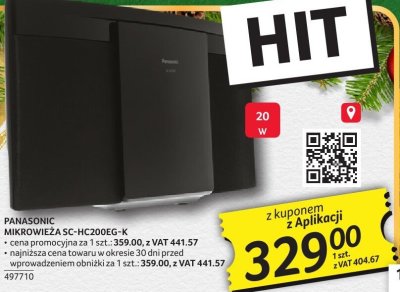Mikrofala Panasonic SC-HC200EG-K 20W promocja w Selgros