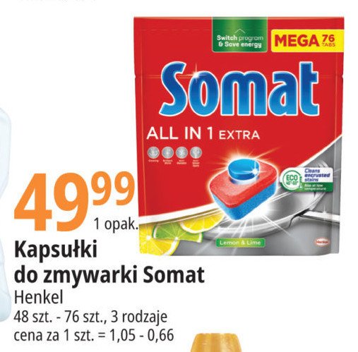 Sstabletki do zmywarek lemon & lime Somat all in 1 promocja