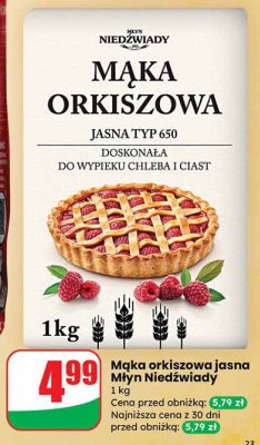 Mąka orkiszowa jasna Młyn Niedźwiady promocja w Dino