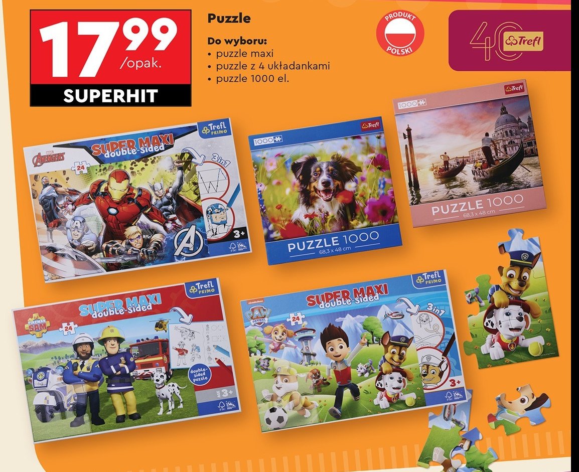 Puzzle super maxi avengers Trefl promocja w Biedronka