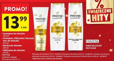 Szampon do włosów Pantene 400 ml / szampon, odżywka i kuracja 3w1 do włosów Pantene 325 ml / maska do włosów Pantene 200 ml / odżywka do włosów Pantene 275 ml promocja w Intermarche
