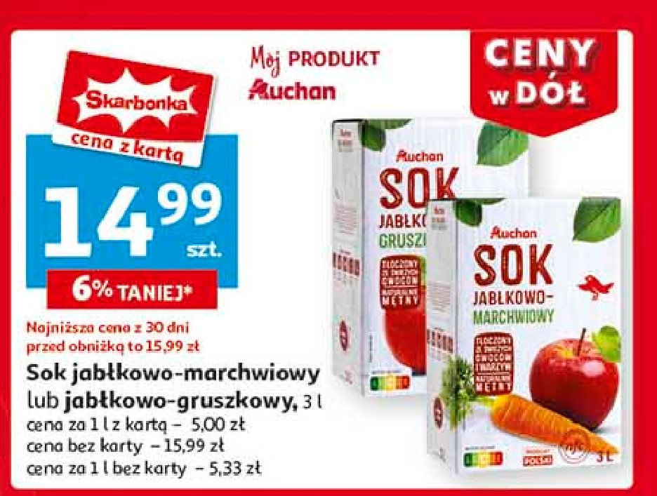 Sok jabłkowo-gruszkowy Auchan promocja