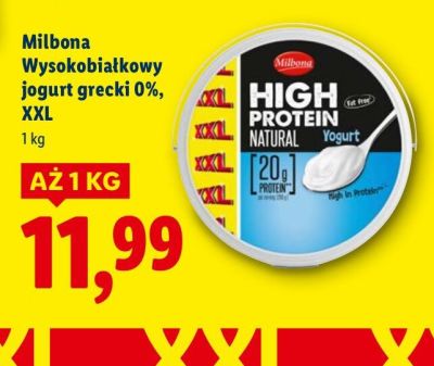 Wysokobiałkowy jogurt grecki 0% Milbona XXL promocja w Lidl